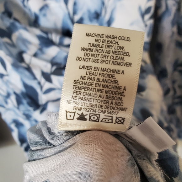 Women's Cloth & Stone White Blue Leafy Floral Print Long Sleeve Dress Patterned - Picture 4 of 7